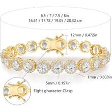 MDFUN Tennis Bracelet For Men 1 Row 18K Yellow Gold Plated 5mm Round Cubic Zirconia Bracelets 6.5-8.5 Inch - Gold - View 2