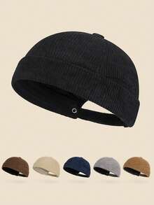 Mũ lưỡi trai nhung kẻ kiểu retro unisex, mũ không vành có thể điều chỉnh, đa năng cho đi làm hàng ngày, tụ họp, dã ngoại, phong cách đường phố, đi xe máy, thường ngày, phù hợp cho mọi mùa. - A - Xem 1