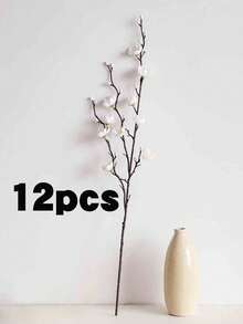 3/8/11/12/14pcs Artificial White Plum Blossom 21.7 Inch Fake Winter Floral Stems, Suitable For Home, Office, Hotel, Wedding, Party, Garden Decor - White - View 19