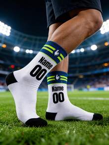 Personalized Soccer Socks With Name & Number | Custom Football Team Socks | Unique Gift For Soccer Fans - Multicolor - View 3