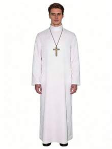 一套中东阿拉伯牧师长袍，宗教神职人员长袍角色扮演服装，白色圣袍 - 白色 - 查看 1