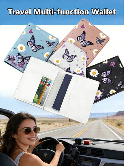 Kingsung Butterfly Travel Document Card Holder Bag, Passport Holder, Travel Wallet, Outdoor Travel Document Organizer, Study Abroad Document Bag With RFID Blocking, Multi-Slot Passport Case With Cash & Coin Pocket, Portable Foldable Travel Storage Bag For Passport, Tickets, Cards And Daily Essentials, Ideal For Travel, Business Trip, Vacation, Commute And Outdoor Activities