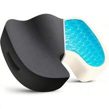 Gel Memory Foam Seat Cushion Breathable Back Sciatica Coccyx Tailbone Pain Relief Hip Butt Pad For Office Home Car Wheelchair Black - Xám - Xem 5