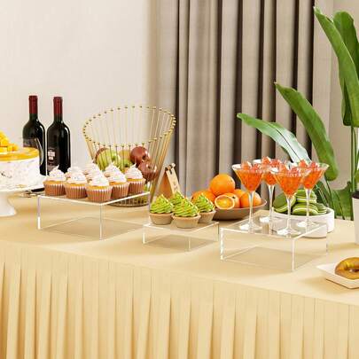 Transparent Acrylic Cube Riser, 5.9 - 7.87 Inches, Hollow Bottom Design, Suitable For Food Buffet, Decoration Stand, Party Catering And Dessert Display