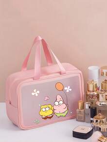 SpongeBob SquarePants Túi đựng mỹ phẩm PVC trong suốt, túi đựng dây cáp đa năng có tay cầm, túi đựng mỹ phẩm in hình hoạt hình chống thấm nước, túi đựng đồ dùng vệ sinh cá nhân di động phù hợp để đựng dây cáp, bút, văn phòng phẩm và đồ dùng hàng ngày, thích hợp cho văn phòng, trường học và du lịch, phụ kiện bàn làm việc và túi xách dễ thương. - Bọt biển Bob - Xem 11