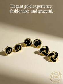 9 Pairs Of Elegant And Charming Enamel Flower Ladies' Earrings, Featuring Fashionable Heart-Shaped/ Geometric Shapes, Black Drop-Shaped Earrings And Other Fashionable Accessories - Multicolor - View 5