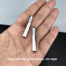 2pcs Titanium Alloy Emergency Whistle - High Decibel, Compact Survival Gear, Suitable For Hiking And Camping - Silver - View 2