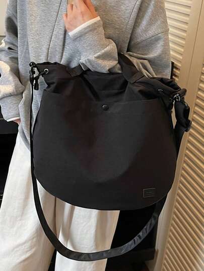 1pc, 36cm*10cm*37cm, Nylon, Large Capacity Tote Bag, Fashion Shoulder Bag, Crossbody Bag, Handbag, Shopping Bag, Travel Bag, Student Backpack, Suitable For High School & College Students, Commuting, Leisure Travel, Gift, Shopping