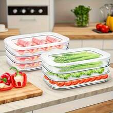 Set Of Layered Food Storage Boxes, Designed For Transporting And Storing Food, Refrigerator Organization, Space-Saving Vertical Design For Meat, Cheese, Salami, Lunch Meat, Easy To Clean & Durable, Vegetables - Multicolor - View 10