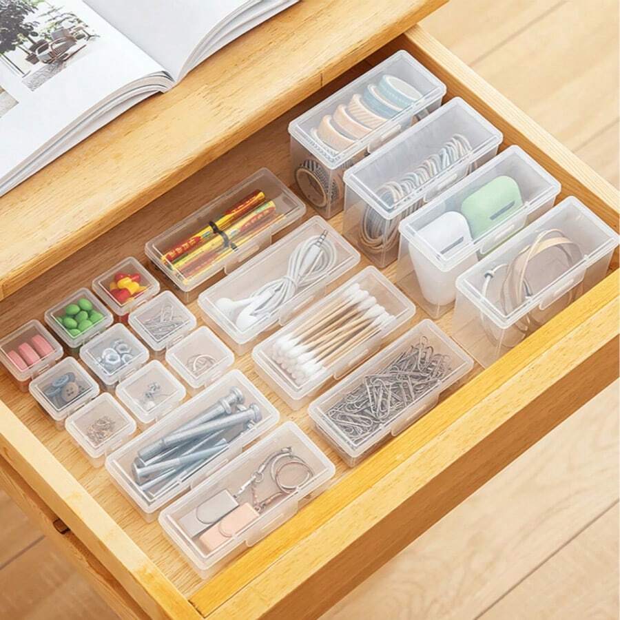 1个便携式透明旅行收纳盒,棉签牙签整理盒,带盖,塑料透明收纳盒,适用于居家、旅行、海滩、度假、返校、露营等场合,可收纳男女香水等旅行用品。 - 彩色 - 查看 1