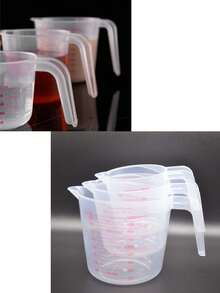 3pcs Plastic Baking Measuring Cups With PVC Scale, Capacity 8.45oz, 16.91oz And 33.81oz, Transparent High Precision Multi-Function Measuring Cups, Kitchen Tools - Multicolor - View 8