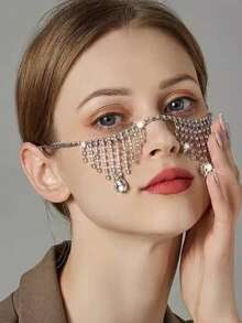 1 chiếc dây đeo bikini mới năm 2026, dây đeo ngực đính đá acrylic sáng bóng mới, dây đeo thân thời trang dành cho nữ. - Bạc - Xem 6