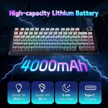 AULA F75 MAX Customized Mechanical Keyboard, 2.4G Wireless/Bluetooth/Wired Three-Mode, RGB Backlit Hot-Swappable Gaming Keyboard, 81-Key 75% Layout With TFT Smart Display Screen And Multimedia Buttons, PBT Keycaps, Ergonomic Design, Game & Office Modes Switchable, For Computer Laptop Office And Typing - View 11