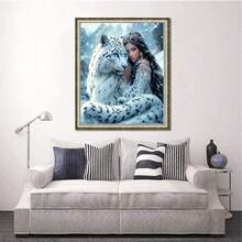 1 Set Kit de Pintura de Arte de Diamante DIY - Patrón de Belleza y Leopardo, Mosaico de Diamante Redondo, Apto para Principiantes, Decoración de Pared del Hogar, Regalo Único, Sin Marco - Sin marco - Ver 9