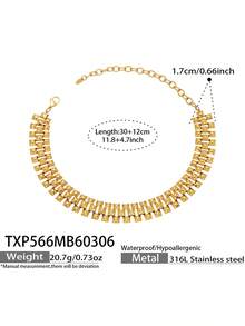 一套欧美流行金金字塔镶钻项链 | 18K镀金朋克粗链 | 嘻哈风格多层颈链 - 龐克風鉚釘首飾 - 查看 11