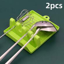 1 pieza/2 piezas Reposadera de cuchara de PP, Soporte para cuchara de sopa, Almohadilla para cuchara, Soporte compartido para cucharas, Estera aislante del calor, Utensilio de cocina - Multicolor - Ver 10