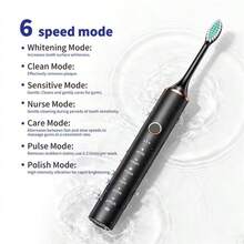 Sikat Gigi Elektrik Dewasa 6 Mode dengan 4 Kepala Sikat Pengganti, Pengingat Area Cerdas 30 Detik, Pembersihan Gigi - MultiWarna - View 8