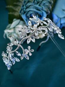 1pc Elegant Handmade Crystal Headband, Suitable For Bride, Bridesmaid, Party, Celebration, Birthday Gift - Silver - View 7