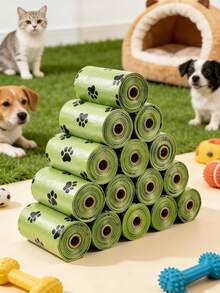1 Roll/5 Rolls/10 Rolls/20 Rolls (15pcs/75pcs/150pcs/300pcs) Scented Thick Leak-Proof Pet Waste Bags, For Pet Waste Management - Green - View 2
