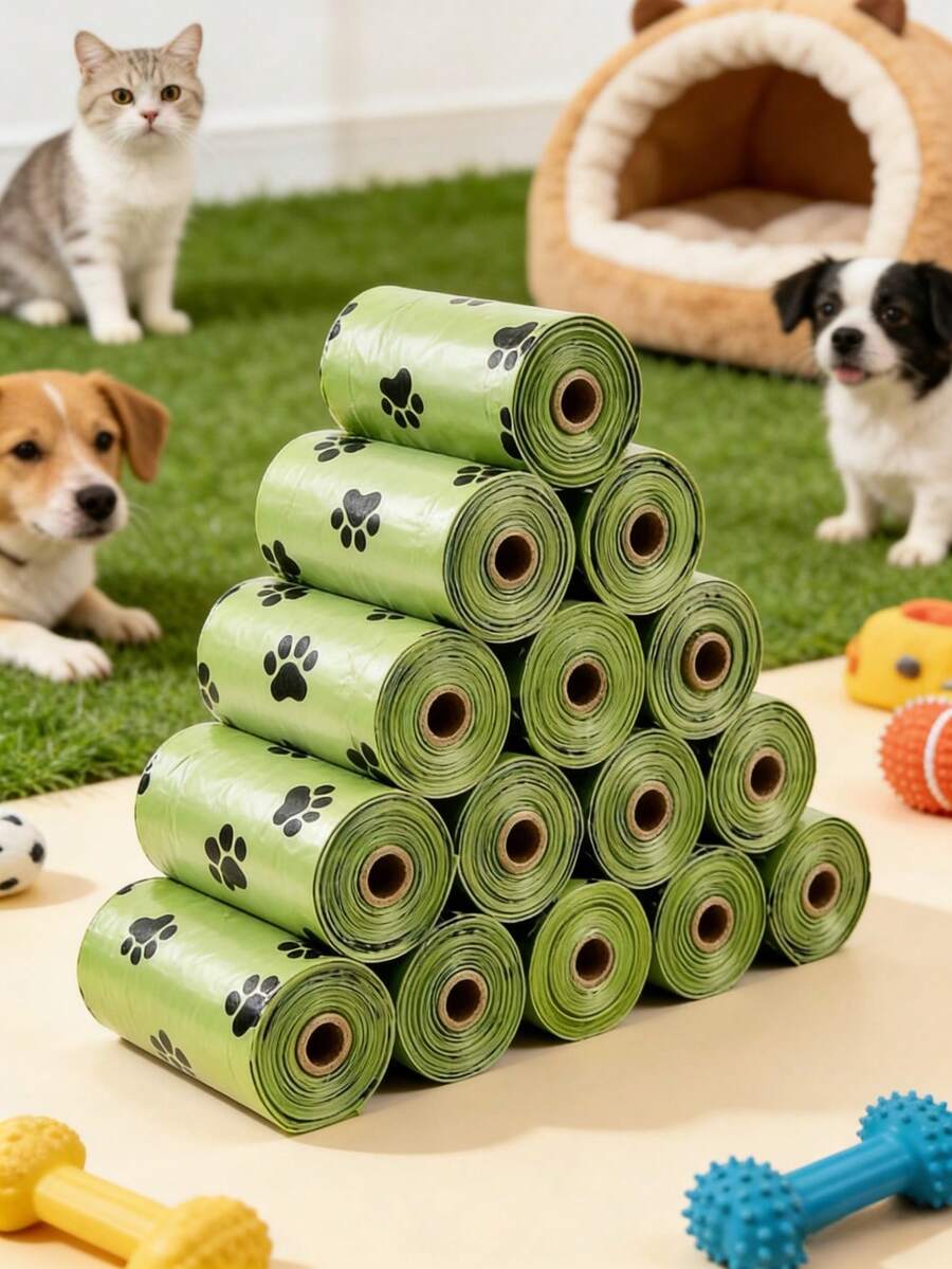 1 Roll/5 Rolls/10 Rolls/20 Rolls (15pcs/75pcs/150pcs/300pcs) Scented Thick Leak-Proof Pet Waste Bags, For Pet Waste Management