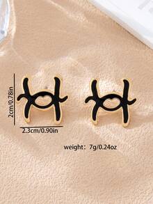 1 Pair Fashionable Elegant Asymmetrical Minimalist Stud Earrings, Suitable For Daily Wear - Multicolor - View 5