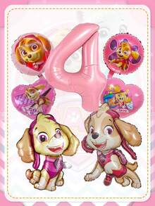 Paw Patrol Skye Themed Pink Aluminum Foil Balloons Set – 1-9 Number Balloons, Heart & Paw Print Balloons, 2 Styles Of Skye Character Balloons – Reusable Mylar Balloons For Birthday Party, Event Decorations, Photo Booth Props – High-Gloss, Party Supplies Ideal For Theme Celebrations & Shop Displays - Skye Balloon - View 6