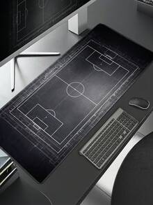 Large Mouse Pad, Printed Football Field Pattern- Polyester Desktop Pad, Suitable For Gamers And Office Environment, With Non-Slip Surface And Rectangular Design, Very Suitable For Keyboard And Display Layout - View 1