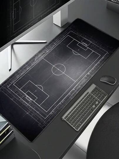 Duża podkładka pod mysz, nadruk z motywem boiska piłkarskiego – trwała podkładka na biurko z poliestru, odpowiednia dla graczy i do biura, z antypoślizgową powierzchnią i prostokątnym kształtem, bardzo odpowiednia do układu klawiatury i wyświetlacza