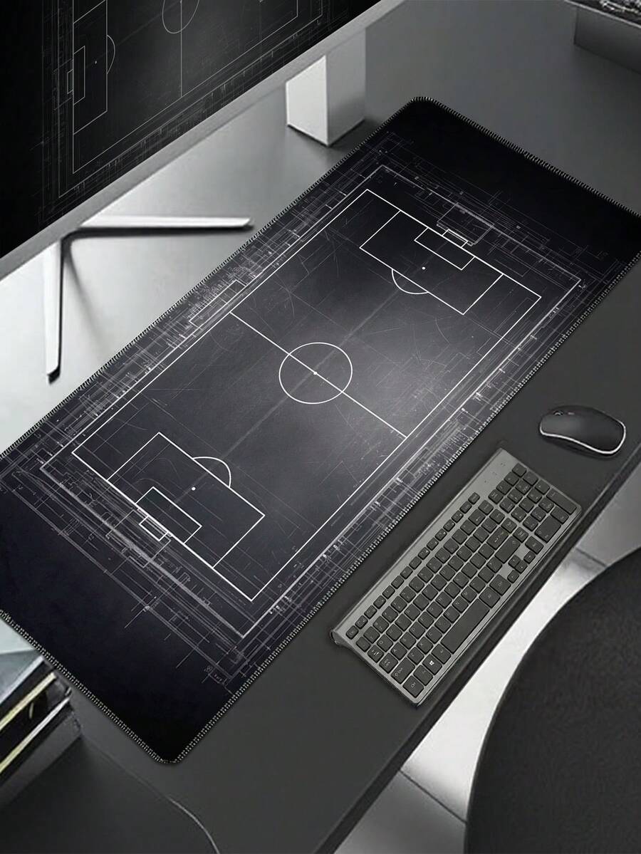 Large Mouse Pad, Printed Football Field Pattern- Polyester Desktop Pad, Suitable For Gamers And Office Environment, With Non-Slip Surface And Rectangular Design, Very Suitable For Keyboard And Display Layout - View 1