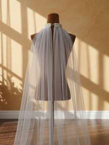 2m Long Handmade Beaded Bridal Shawl Wedding Cape With Pearls - Multicolor - View 9