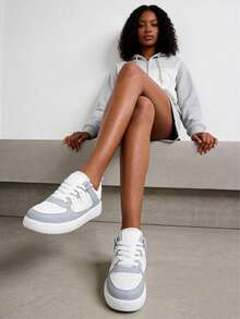 BAOLIANGXIONG Lady's Sneaker Walking Style Shoes  Women's Casual Shoes Outdoor White Gray Tennis Sneakers - Trắng xám - Xem 5