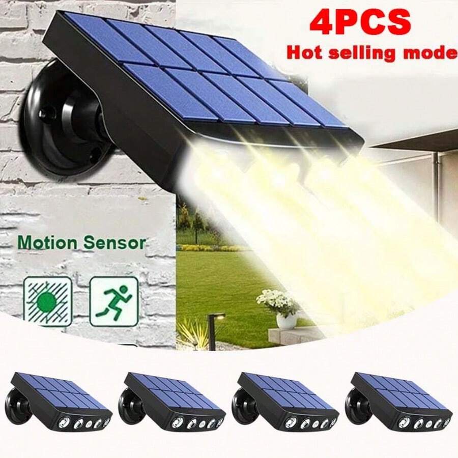QXWWE 4/2/1 Pieces Of Outdoor Solar Lights, Solar Wall Exterior Lights, 900mAh,IP44 Waterproof Solar Outdoor Lights With Sensors, Suitable For: Courtyard/Outdoor Lighting/Commercial Lighting And Other Places/Outdoor Waterproof Solar Lamps Processing