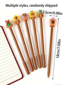18pcs Capybara Party Favor Gel Ink Pens, Fun Cute Capybara Black Pens For Office, Home, Gift, School Supplies - Capybara Solid Color Pen Barrel Black Ballpoint Pen - View 3