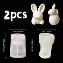 2pcs Rabbit Silicone Molds For Resin Art - Spring & Easter Animal Figurines, Home Decor & Gift Making, Detailed Cute Bunny Design, Easy Demold For Crafters - 2pc Rabbit Silicone Mold - View 7