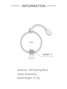 1 Pc Heart Symbol 925 Sterling Silver Moissanite Adjustable Ring 18K Gold Plated For Women Daily Wear Party Anniversary Valentine's Day Wedding Bridal Jewelry - Silver - View 9