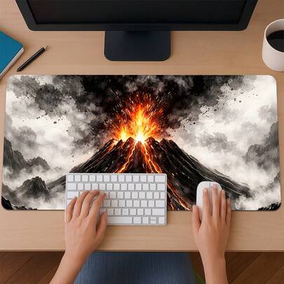 1 tấm lót bàn làm việc bằng cao su in hình núi lửa phun trào - Chống bám bẩn và dễ lau chùi, chống mài mòn và rách, độ chính xác cao khi di chuyển, tấm lót bàn phím chống trượt in hình siêu rõ nét, tấm lót bàn làm việc có viền khóa chắc chắn, tấm lót chuột trang trí đa năng dùng cho cả công việc và thể thao điện tử.