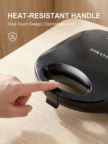 SOKANY 08112 Máquina para hacer sándwiches, máquina multifuncional para hacer sándwiches y prensa para pizza, máquina para hacer sándwiches y prensa para panini antiadherente, calentamiento rápido, revestimiento antiadherente, fácil de limpiar, luz indicadora incorporada, fácil de limpiar y guardar, asa de tacto frío - Tipo de Enchufe A USA (110-127V) - Ver 6