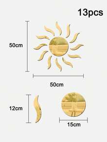 One Set Of 13-Piece S-Shaped Gold And Silver Fashion Glasses Wall Stickers - Sun - View 5