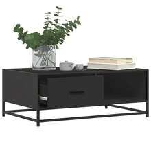 Coffee Table Black 90x57x35 Cm Engineered Wood And Metal - Black - View 4