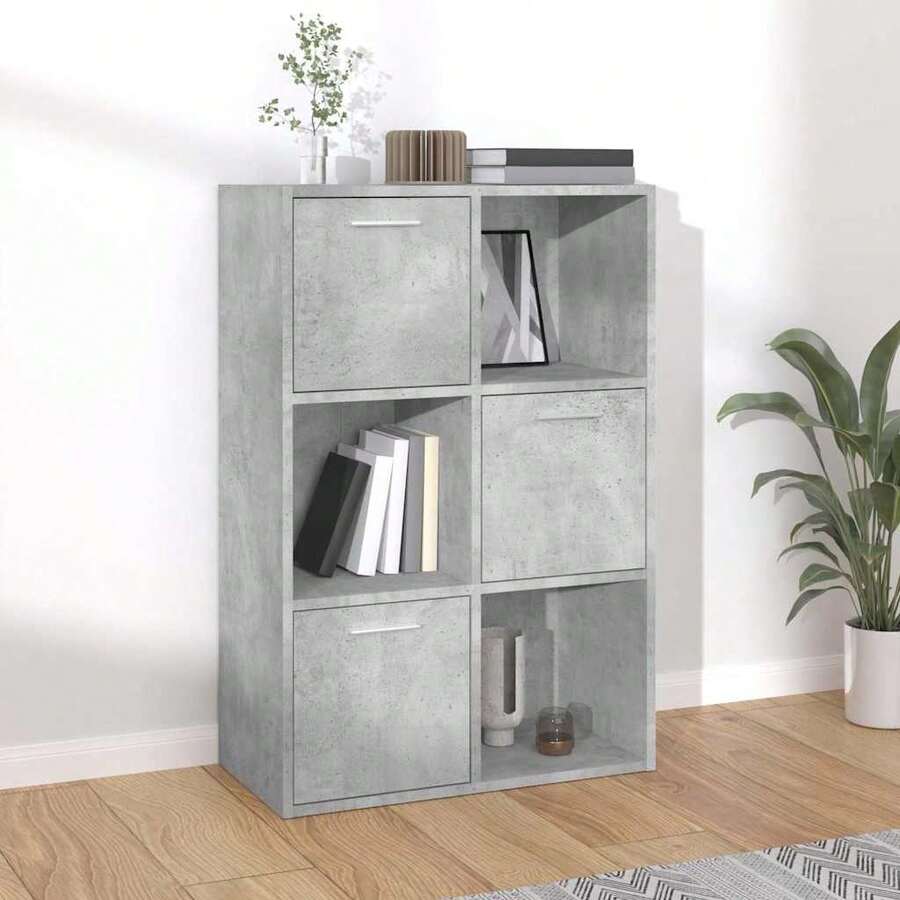 Storage Cabinet Concrete Grey 60x29.5x90 Cm Engineered Wood - Grey - View 1