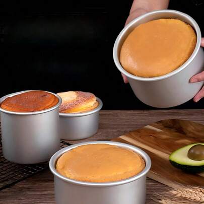 4/3/1件套实底圆柱形蛋糕模具，顶部凸起，海绵蛋糕模具，蛋糕烘焙工具，阳极氧化铝合金材质，适用于派对、生日、婚礼、厨房烘焙，烘焙模具，烘焙工具，用于烘焙蛋糕圈