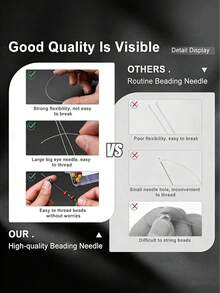 6-Piece Beading Needle Set, 6 Types Of Large Eyeball Needles, Foldable Handmade Jewelry Making Beading Needles (With Storage Tube) - Multicolor - View 6