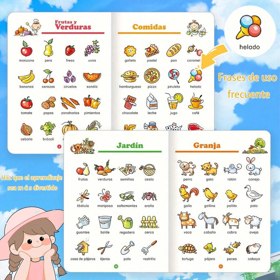 32-Page Spanish Cognitive Educational Learning Material, Brain Development Stimulation, Home Education Product. Gift For Early Childhood Education