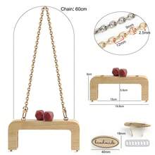 Bộ 3 dây xích kim loại kèm khung gỗ, phụ kiện chữ cái có thể tháo rời dùng để tự làm túi xách nữ, ví. - Nhiều màu - Xem 16