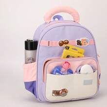 Mushroom Applique Cartoon Backpack, Lightweight Breathable Student Schoolbag, Cute Girls Shoulder Bag - Purple - View 8