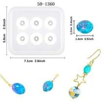 1个/4个树脂首饰硅胶模具，水晶环氧树脂珠子模具，圆形、菱形、方形、椭圆形、长方形，手链串珠环氧树脂硅胶模具，带孔宝石首饰制作环氧树脂模具，适用于耳环、吊坠、手链和项链 - 白色 - 查看 21