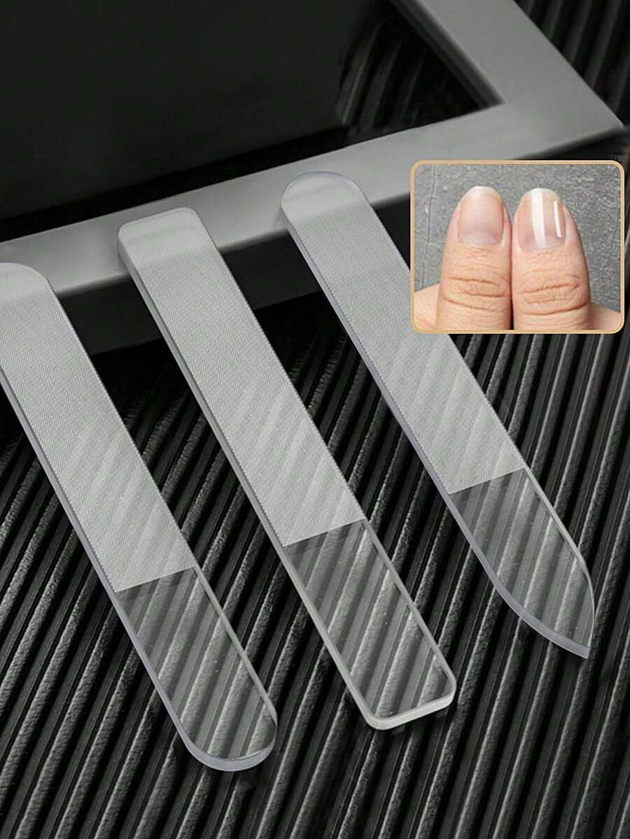 1pc/3pcs Glass Nail File, Crystal Nano Nail Polish Remover And Nail Edge Trimmer. Double-Sided Nail/Foot Tool Set. Suitable For Women And Men. Artificial Nails/Natural Nails (Individually Packaged)