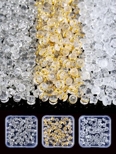 20/50个装 5mm 耳钉后塞，无刺激柔软透明耳钉后塞，适用于鱼钩式耳钉、耳环，锁扣式安全耳钉后塞，适用于重型耳环