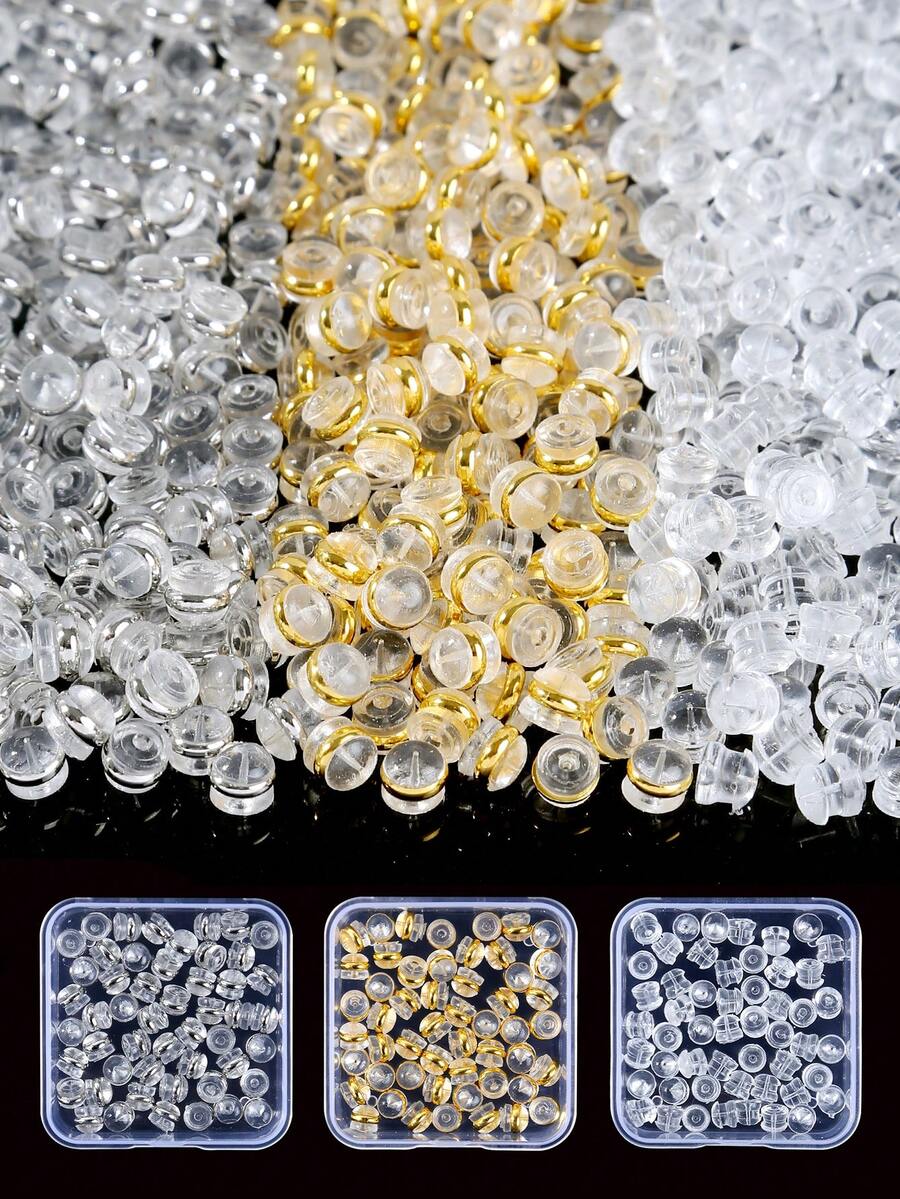 20/50个装 5mm 耳钉后塞，无刺激柔软透明耳钉后塞，适用于鱼钩式耳钉、耳环，锁扣式安全耳钉后塞，适用于重型耳环 - Earring Backs - 查看 1