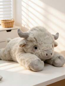 可爱高地牛毛绒抱枕，卡哇伊高地牛毛绒玩具，软萌毛绒玩具，儿童及女孩拥抱毛绒抱枕 - 駝色 - 查看 10